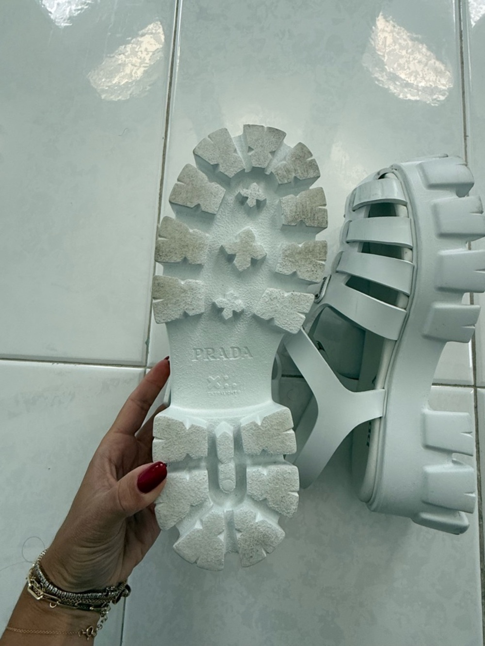 Prada Rubber Monolith Sandals - Picture 8 of 10